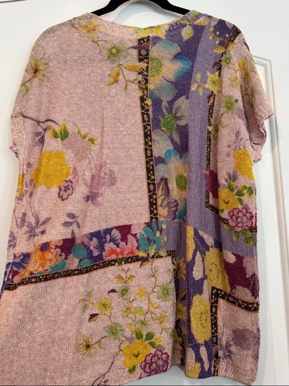 NWT Etro Pink Floral Patchwork Short-Sleeve Knit Top Size IT-48 - Picture 7 of 7